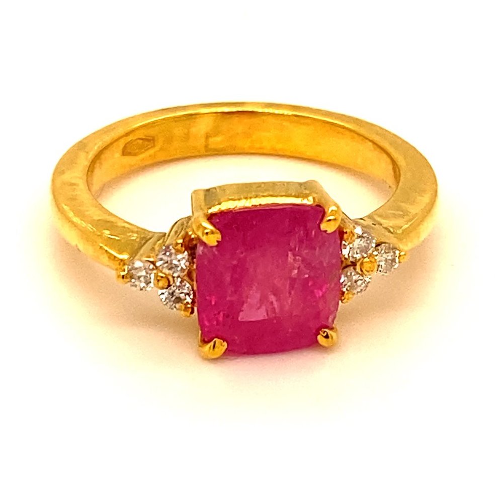 GIA Certified Ruby 3.12ct Diamonds 18K Gold Ring